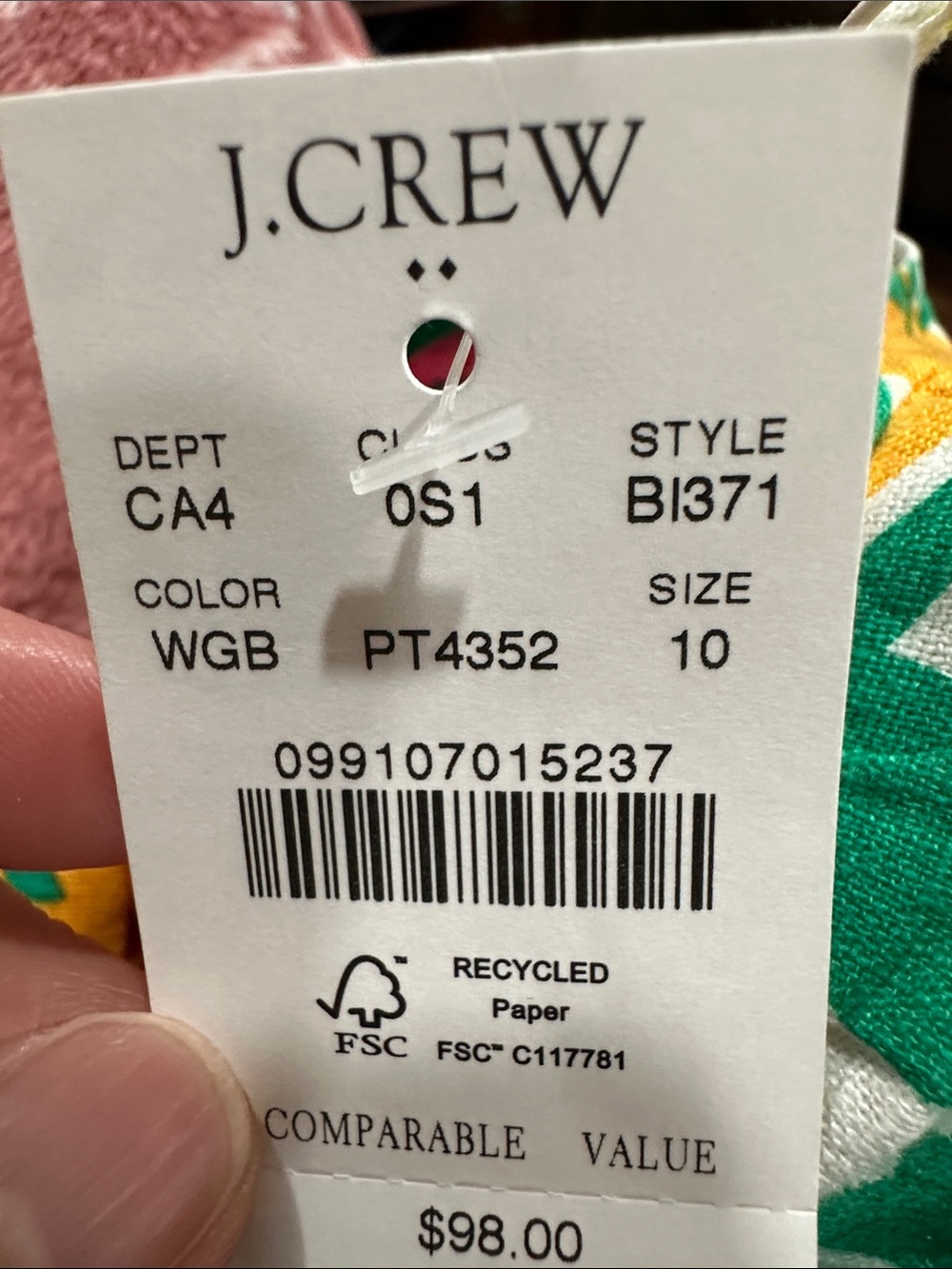 J.Crew Sleeveless Fruit-Print Sundress in Green, Yellow & Pink - Picture 7 of 8
